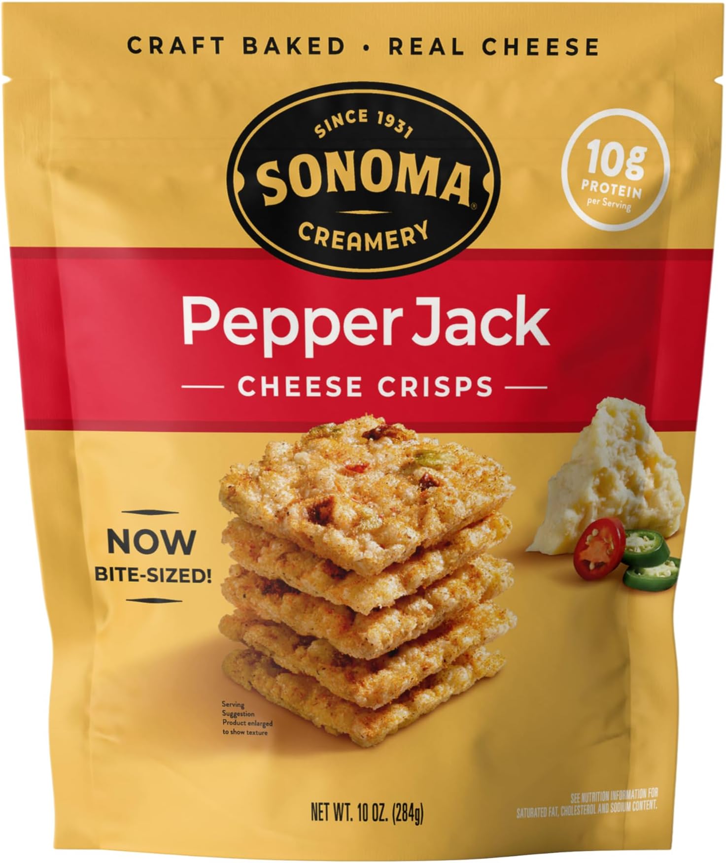 Cheese Crisps, Pepper Jack, 10 Oz (1 Count) | Savory Snack | High Protein | Low Carb | Gluten Free | Keto-Friendly