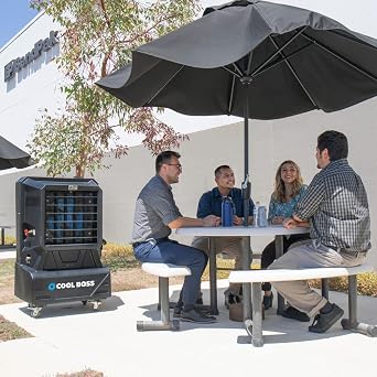 BendPak Cool Boss Evaporative Air Cooler, 15-Gallon Auto-Refill Reservoir, 1,850 CFM, Covers 650 Sq. Ft., 3-Speed Fan with Auto Swing Louvers, for Patio, Garage, Commercial or Home Use