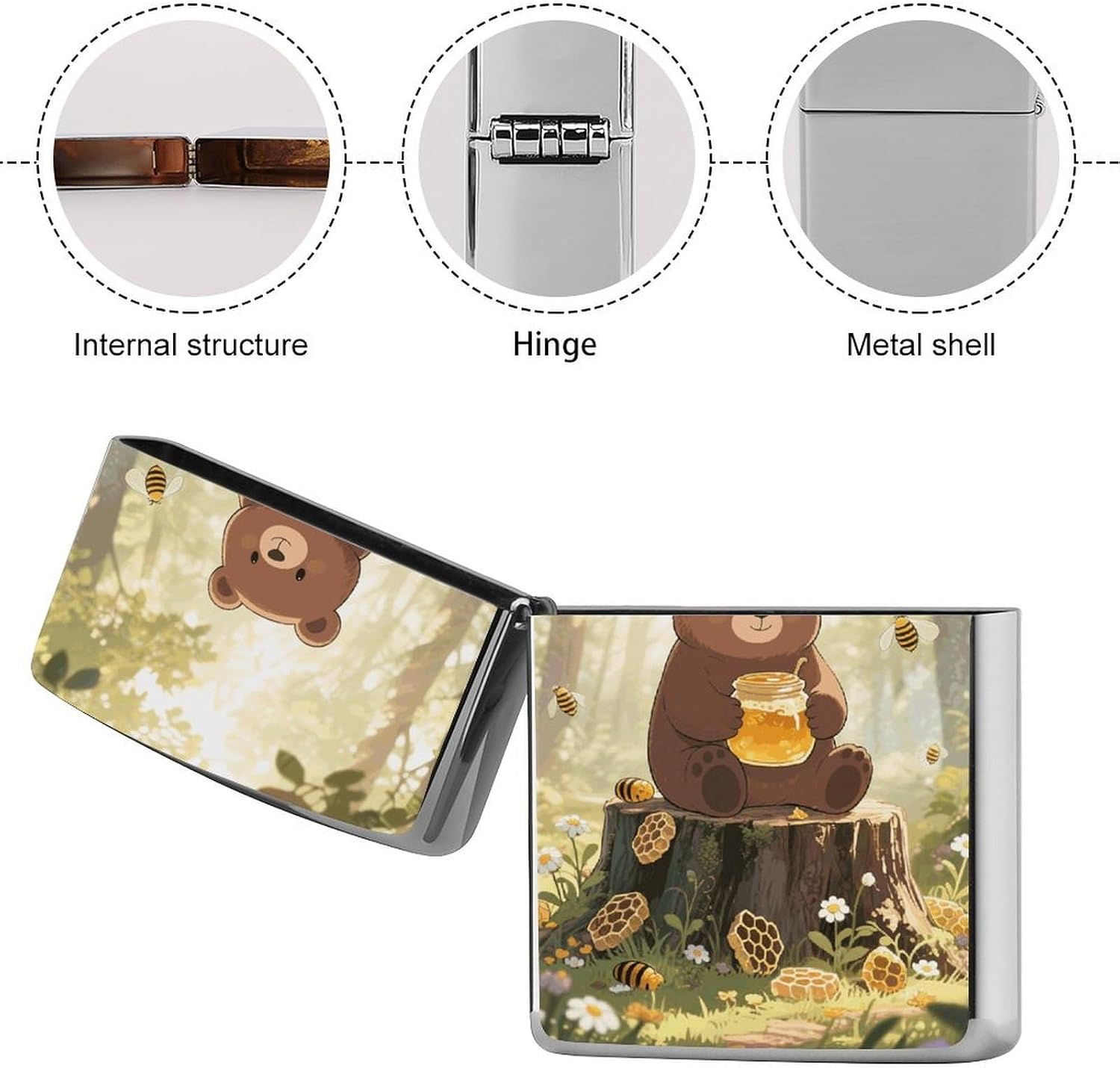 Butter-Loving Bear Lighter Case Cover Metal Lighter Case image 5
