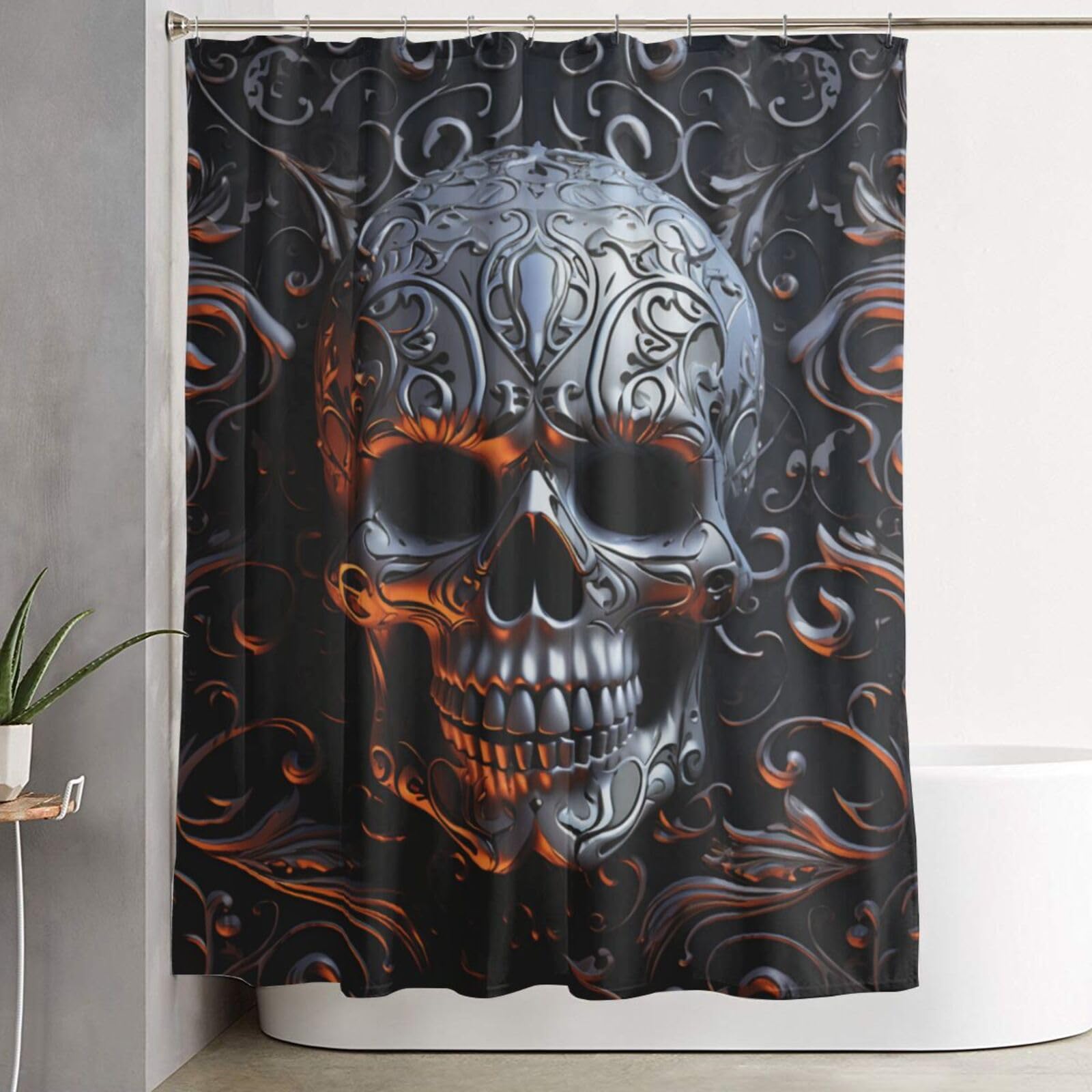 Rideau de salle de bain décoratif tête de mort pour relooker votre baignoire avec originalité
