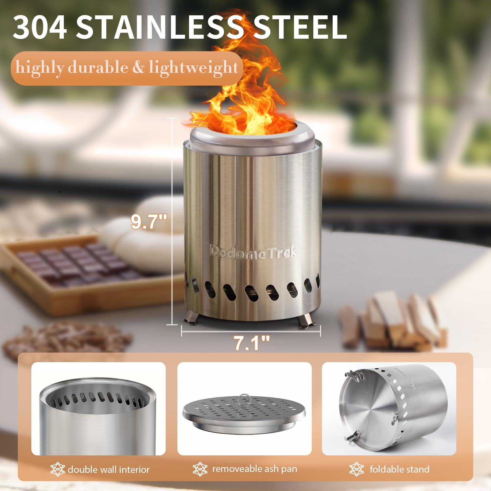Dodometrek Mini Smokeless Fire Pit, Small Firepit with Stand, Portable Fire Pit 7 Inch Blue in use