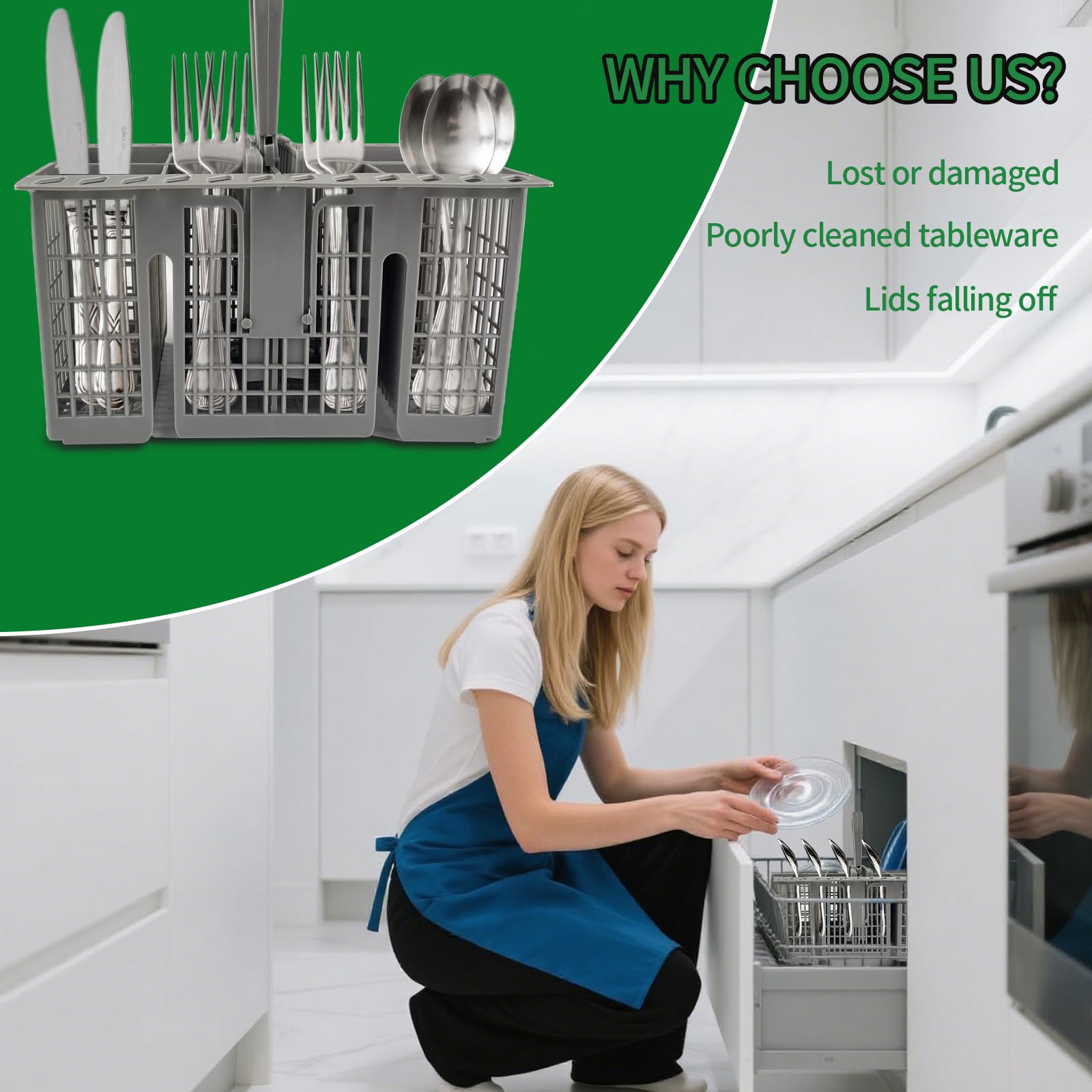 TERRARIDE Cesta para cubiertos para cesta inferior 22,5 x 21 x 16 cm para Hotpoint, Indesit,Whirlpool Bauknecht Ikea 488000386607,99673-8729,C00257140,C00386607 - Cesta para lavavajillas — view 6