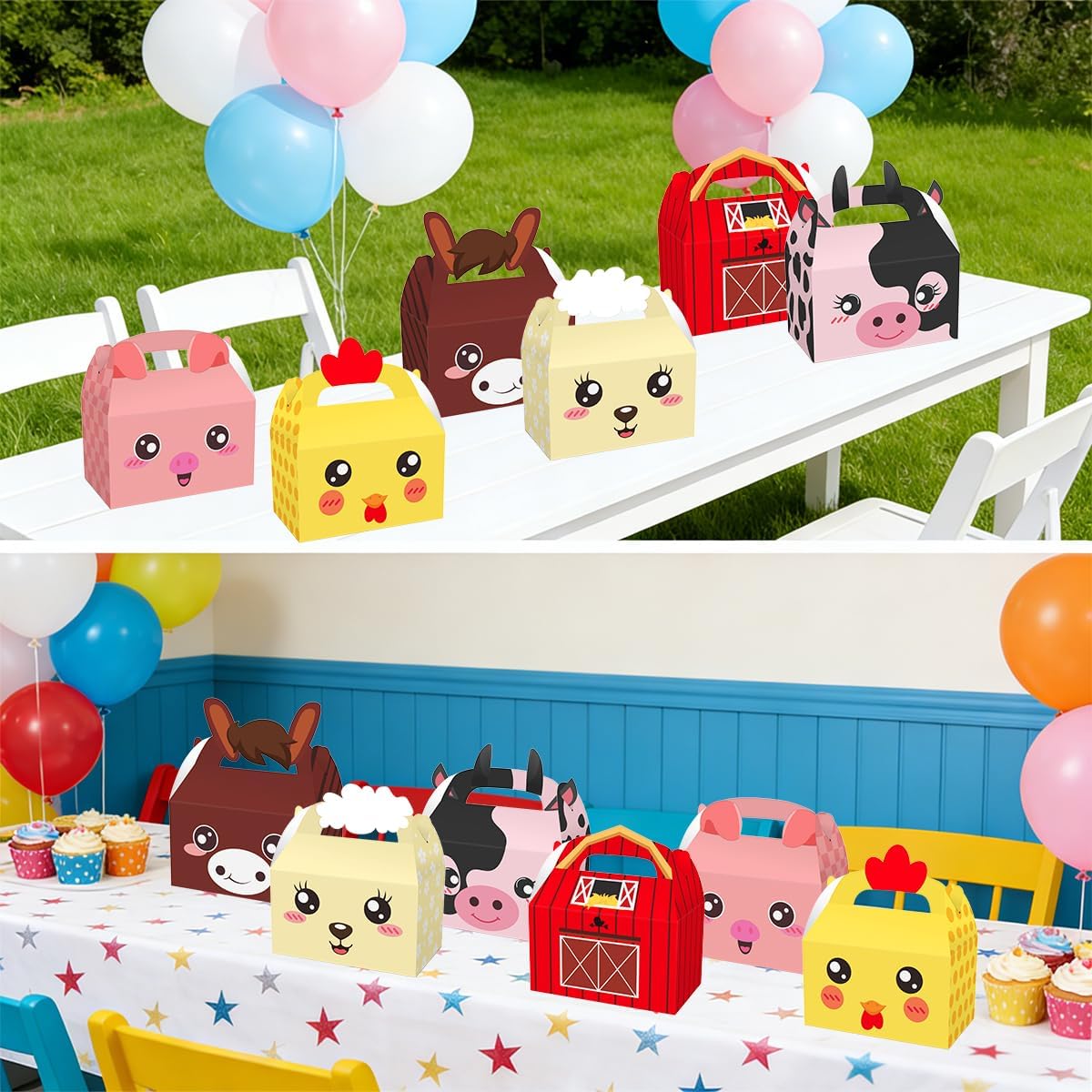 12 Pack Farm Animal Party Favor Boxes Farm Theme Birthday Goodie Boxes