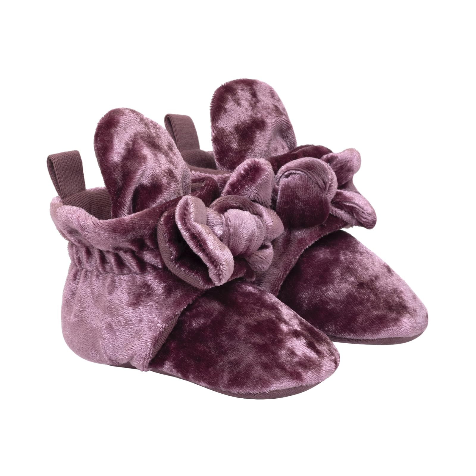 Robeez Baby Booties with Slip Resistant Soles Snap Booties, Bonnie Pink Velvet Bow, 6-12 Months