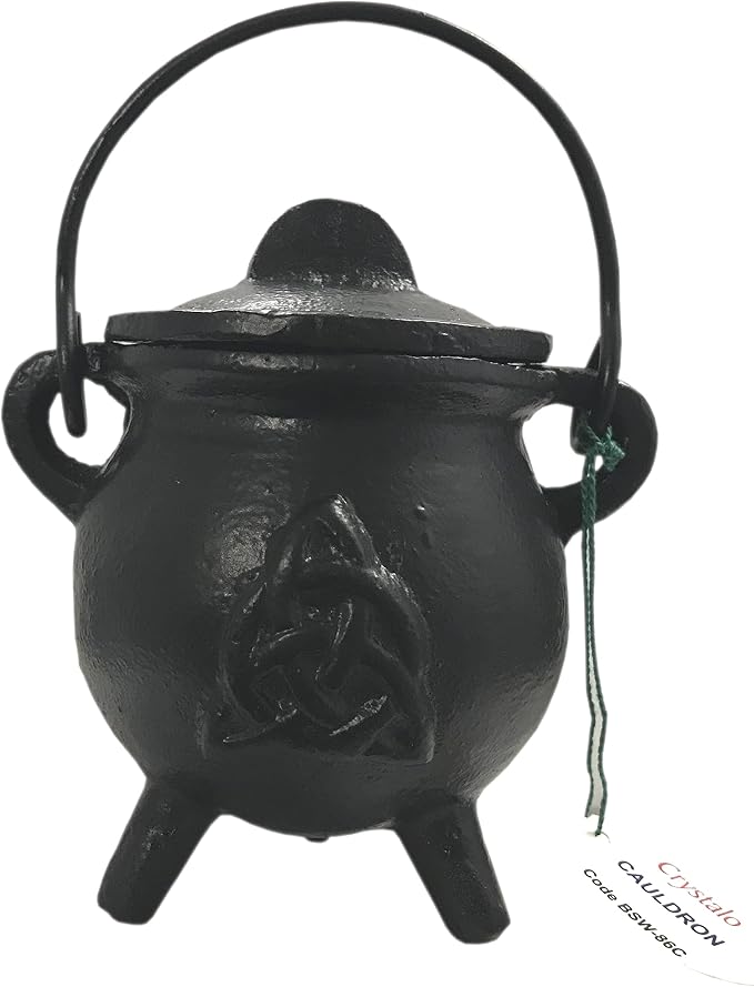 Triquetra Cast Iron Cauldron with Lid Size-2.5