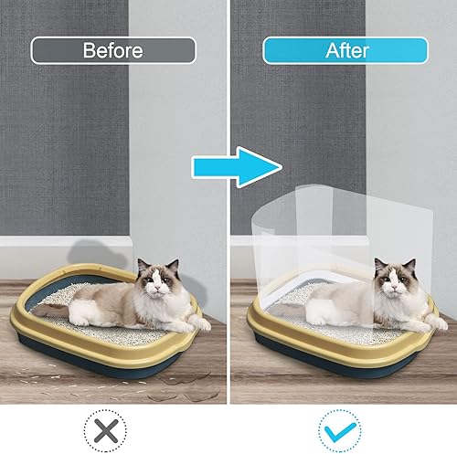 Miniatura 2 de Caja de arena para gatos de 3 piezas, protectores contra salpicaduras y orina - Caja de arena reutilizable de alta cara antisalpicaduras para gatos