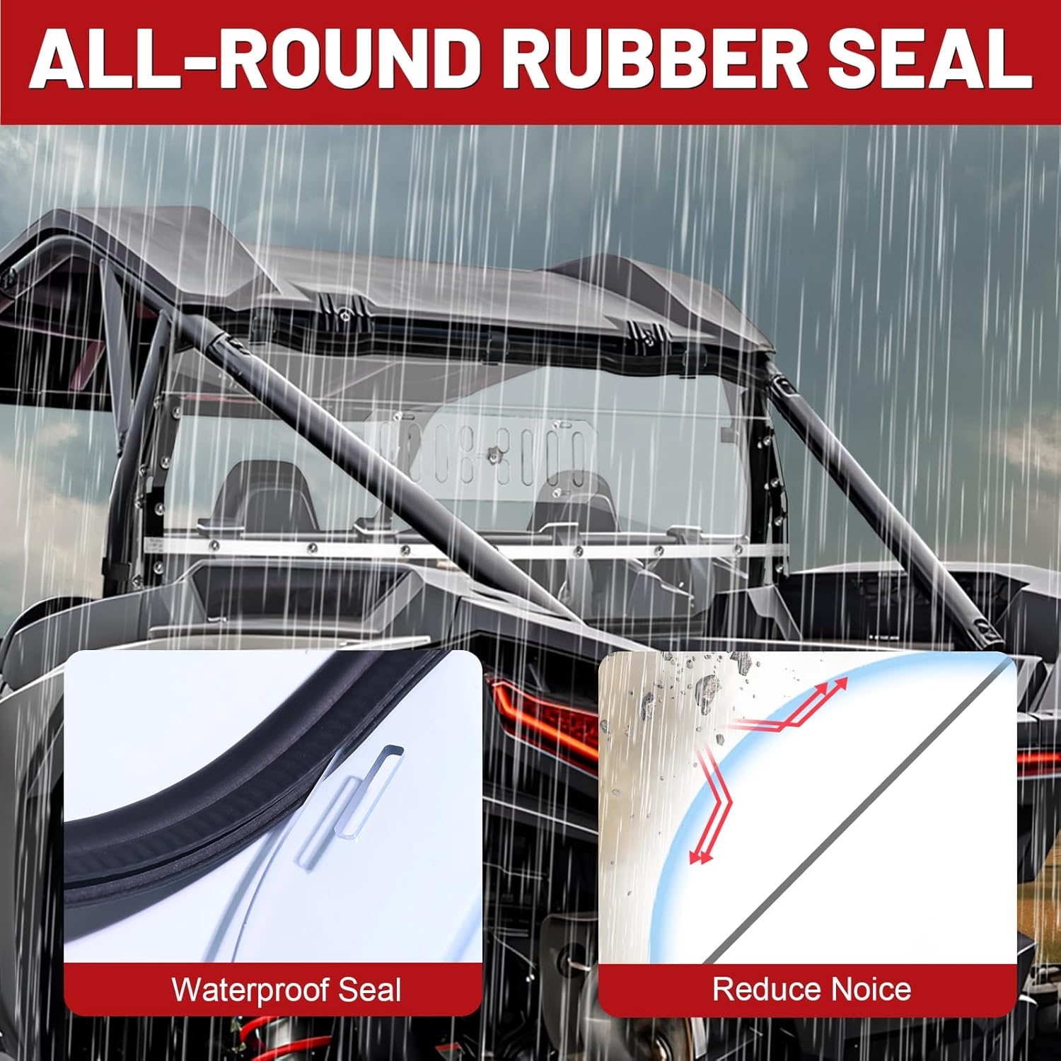 StarknightMT RZR Rear Windshield Vented Window Compatible with Polaris 2024+ Polaris RZR XP 1000/RZR XP4 1000 PC Hard Clear Back Windshield Accessories Parts