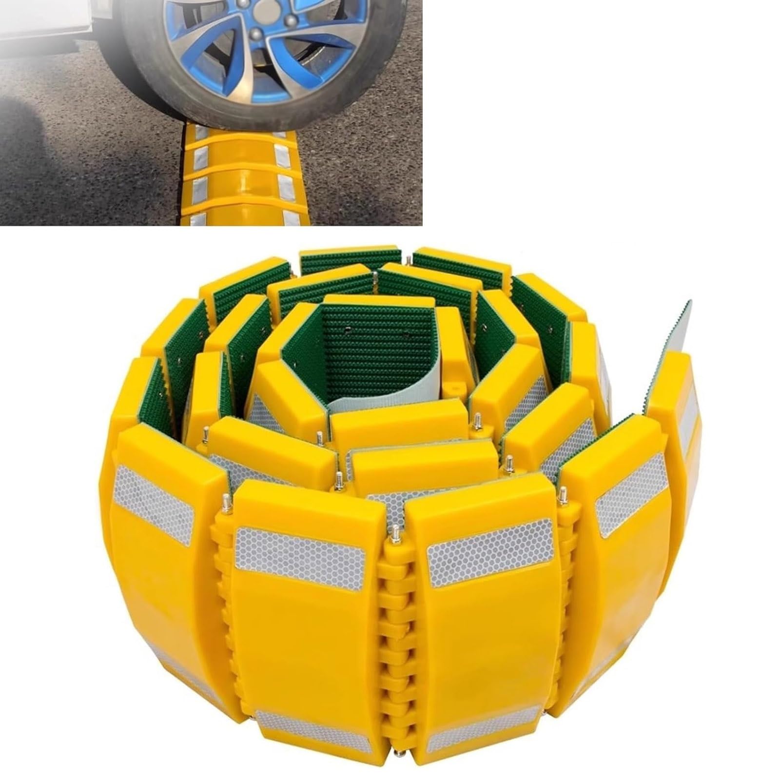 Rampe de vitesse avec feuille réfléchissante, rampe de route portable avec poignées et sac fourre-tout, idéale pour une utilisation dans l'allée et l'entrée communautaire