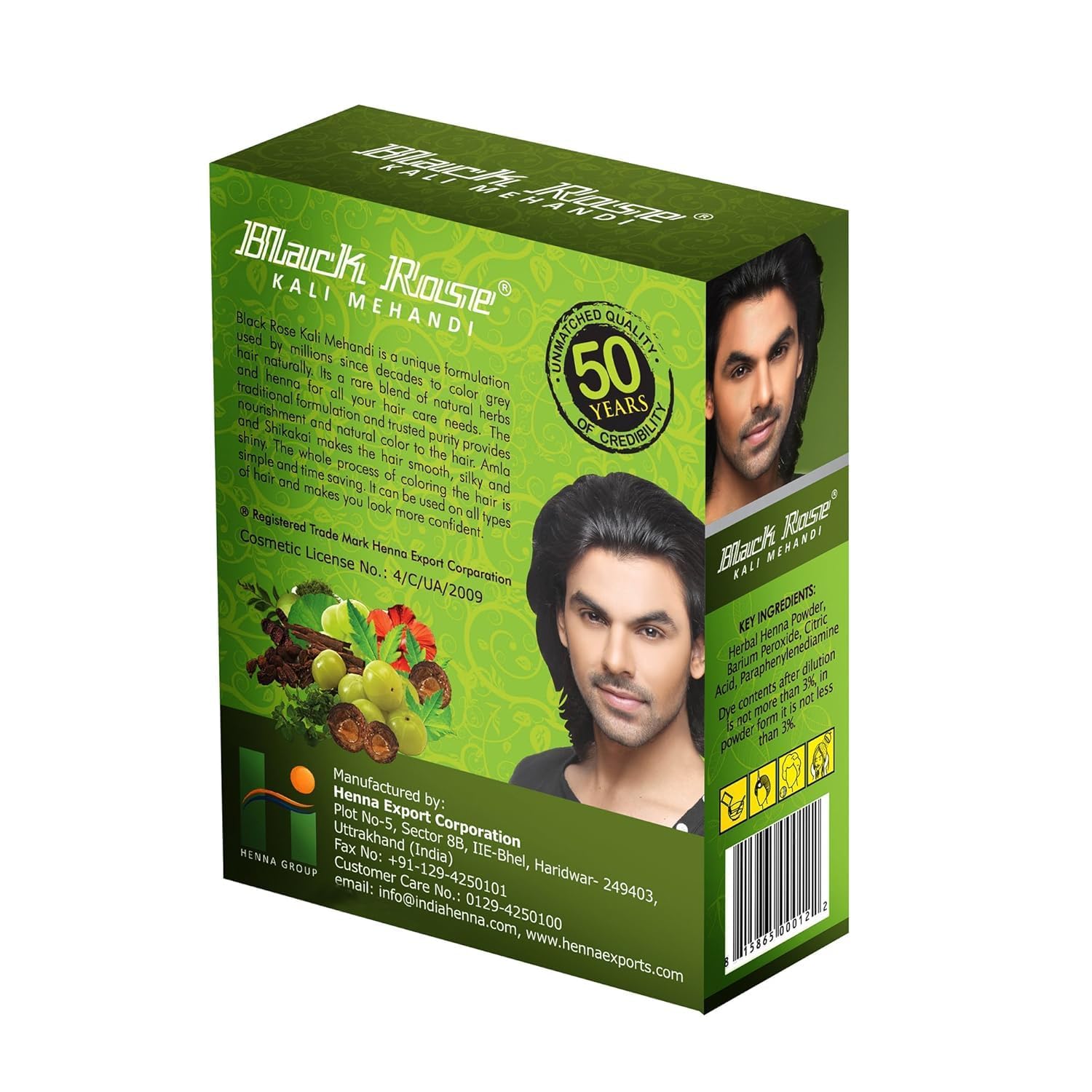 Black Rose Kali Mehendi for Hair Color (10g x 5 Packs) – Natural Black Henna for Grey Hair Coverage – Herbal Mehndi Powder for Smooth, Shiny & Dark Hair