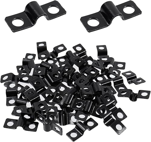 Miniatura 12 de Wealrit 50 abrazaderas de tubo de un agujero, soporte de tensión negro en forma de U, abrazadera de conducto de correa en forma de U, clip de tubo