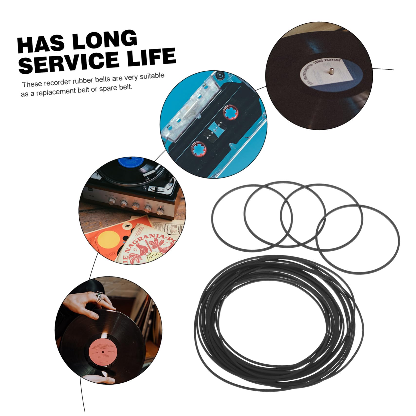 Abaodam 1mm Square Cassette Tape Belt for Cassette Recorder Replacement Belt for Tape Decks Rubber