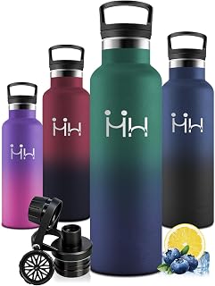 Motswedi Trinkflasche 750ml, Auslaufsicher, Trinkflasche Edelstahl, Kalt&Warm, Thermosflasche, Kohlensäure Geeignet, Isolierflasche, für Outdoor, Travel, Sprudel, Fitness, Dunkelgrün & Dunkelblau