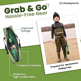 DaddyGoFish Kids Fishing Pole - Rod Reel Combo Tackle Box Starter Set - First Year Small Dock Gear Kit for Boys Girls Toddler Youth Age Beginner Little Children Junior Anglers (Green, 4ft)