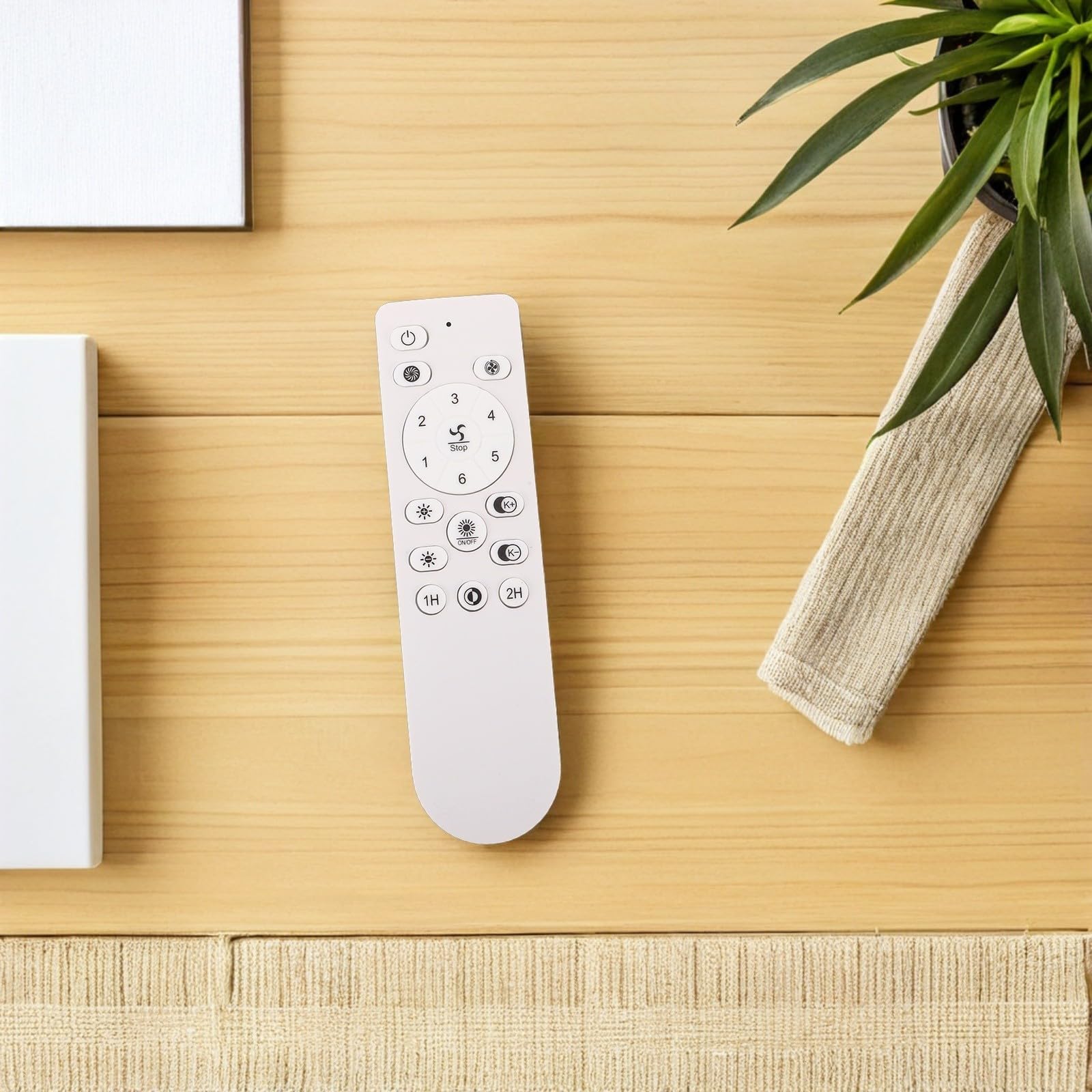 Gadpiparty Control Remoto para Ventilador de Techo con Ajuste de Velocidad en 6 Niveles, Temporizador de 1/2 H, Botón de Encendido/apagado, Diseño Moderno y Carcasa de Plástico Blanco