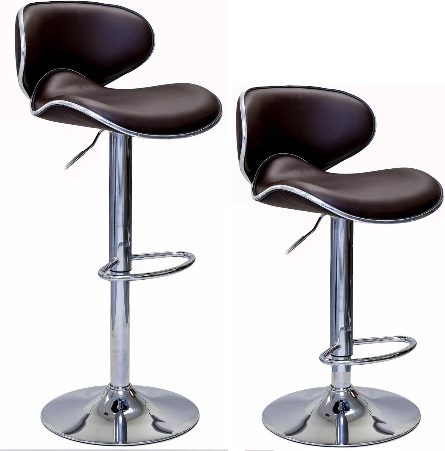 Viscologic Series Oasis Height Adjustable Leatherette Seat And High Back Rest 360 Swivel 24 To 33 Inch Bar Stool With Chrome Pole Baseset Of 2 Stools Black Amazonca Home