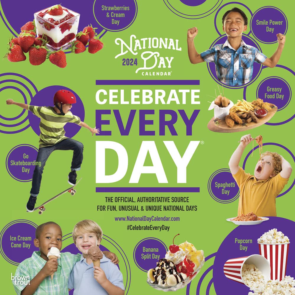 National Day | 2024 12 x 24 Inch Monthly Square Wall Calendar | BrownTrout | Holidays Everyday Celebration