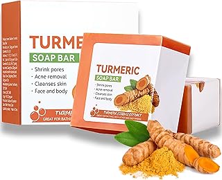 Turmeric Soap - Face Clean Soap Bar - Ginger Natural Soap - Moisurize Hydrate Shrink Pore Restore Elasticity - Remove Acne Oil Control Smooth Tender - Reduce Dry Clean Dirt Suitable for All Skin Type