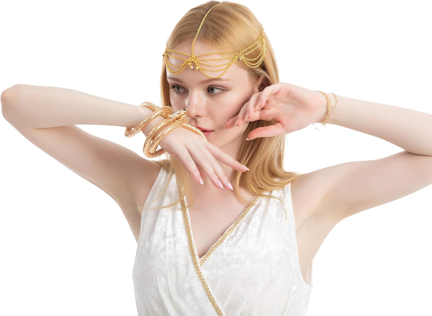 Spooktacular Creations 3pcs Egyptian Cleopatra Costume Accessories Set with Headpiece Necklace Bracelet : Clothing, Shoes & Jewelry