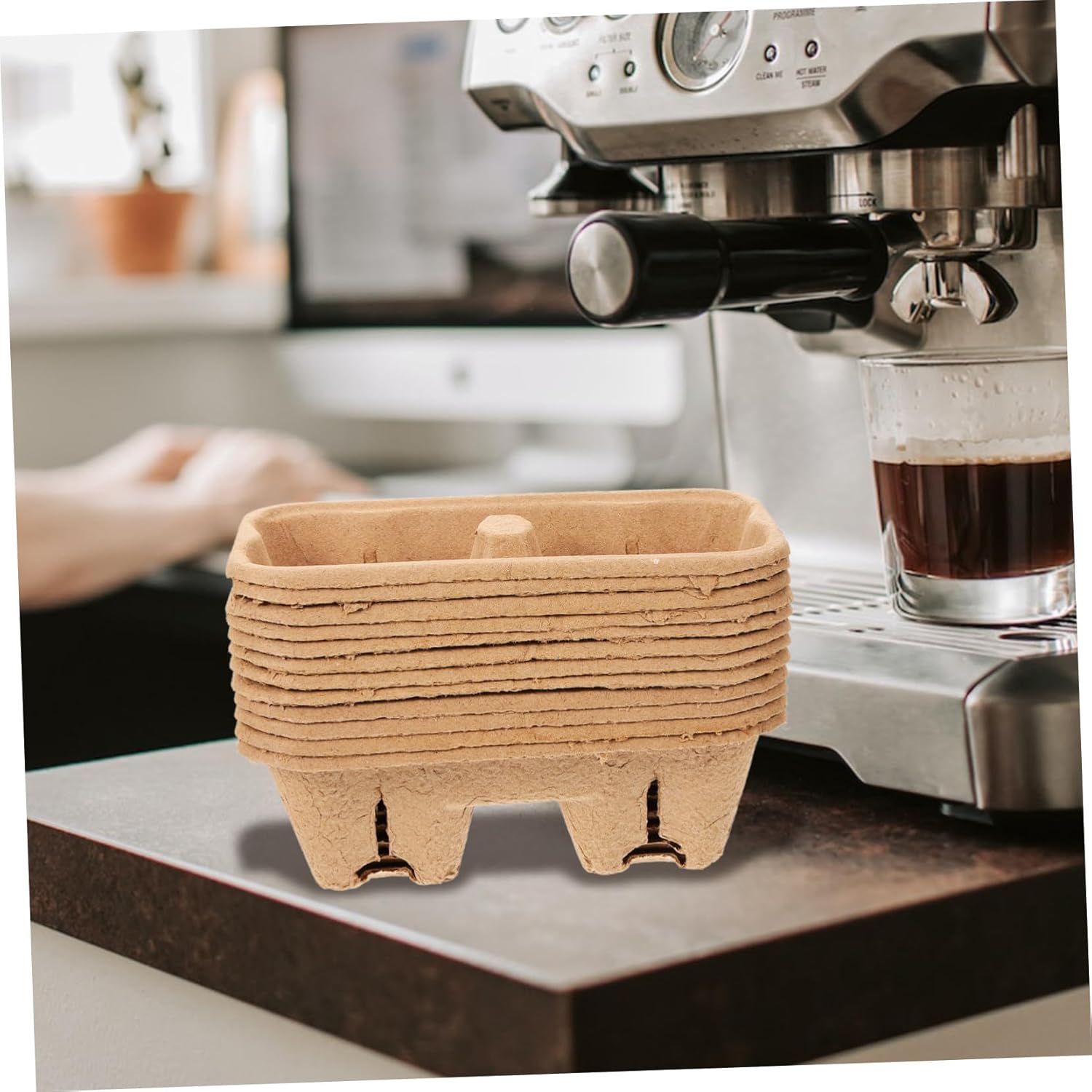 PRETYZOOM 50pcs Coffee Cup Carrier Tray Drink Holder with Slots for Takeout Beverages Sturdy Paper Design for Safe Transport for Picnics