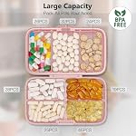 FYY Organisateur hebdomadaire de pilules avec étiquettes,8 Compartiments Travel Daily Pill Case Étanche à l'humidité Grande boîte à pilules pour tenir les vitamines, l'huile de poisson, suppléments, swab de coton et bandages rose