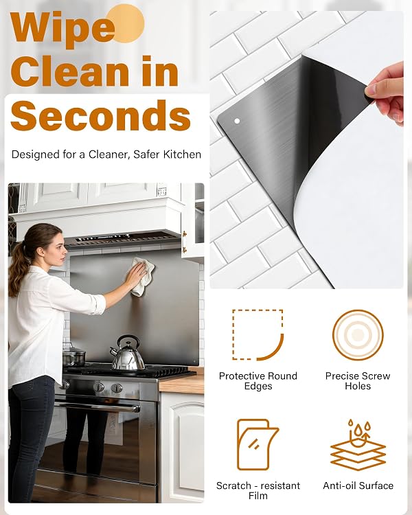 FlyPine 24 x 30 In Stainless Steel Backsplash for Stove by FlyPine - Used condition - Image 7