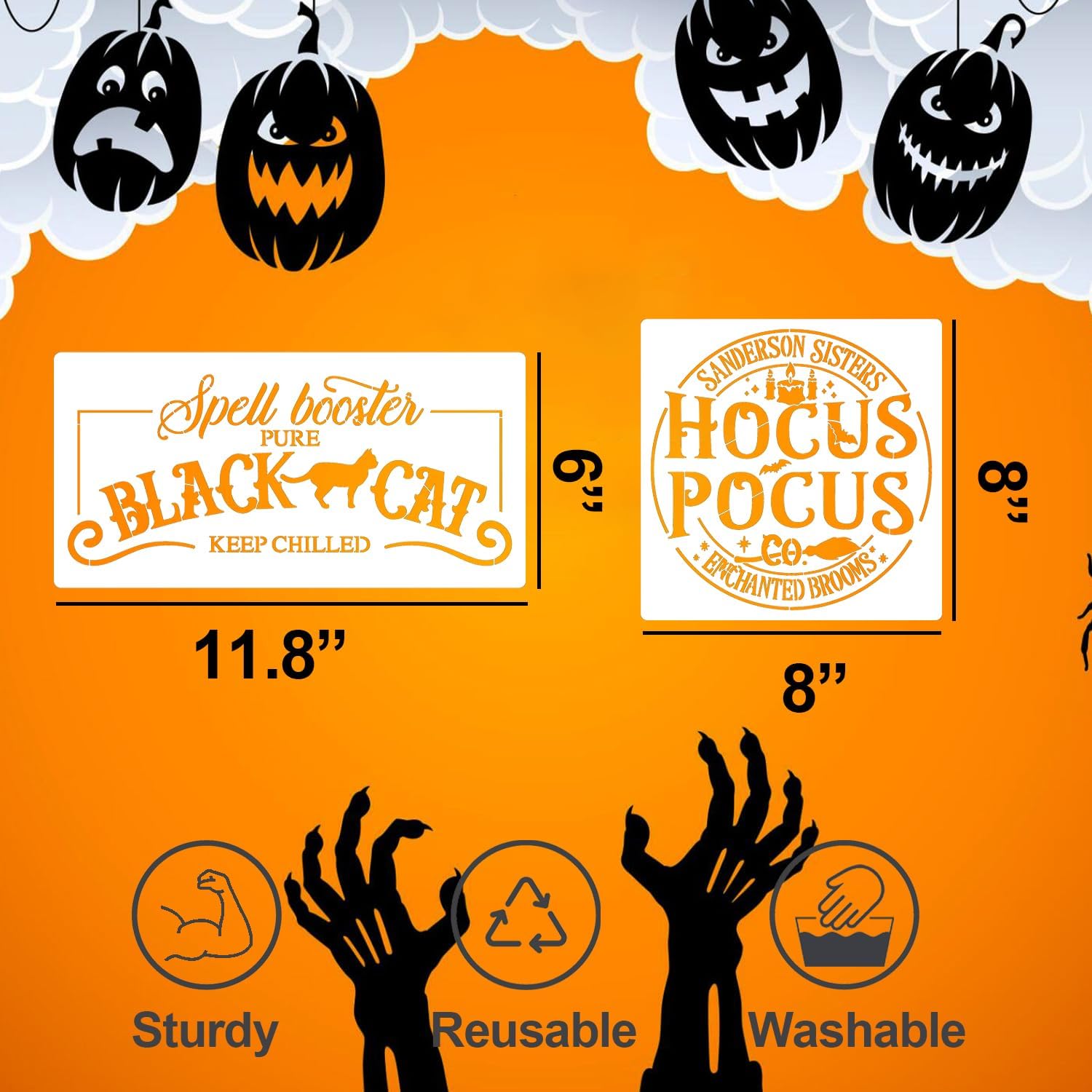 Halloween Stencils for Door Mats Halloween Stencils for Crafts Reusable image 2