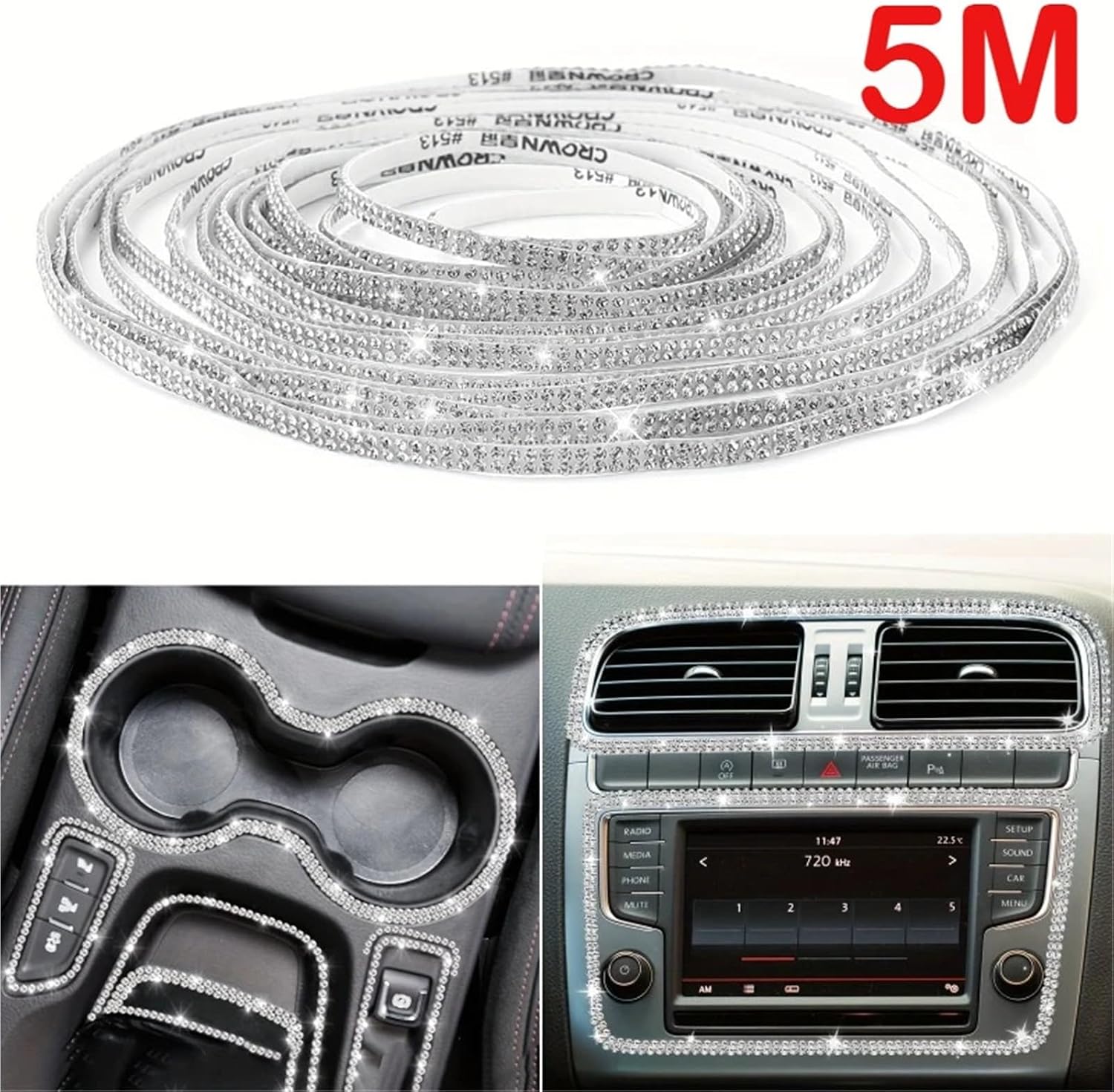 Bling Car Trim Stickers, Self-Adhesive Interior Mouldings, Car Interior Accessories