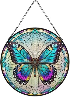 Colorful Butterfly Stained Glass Art Suncatcher