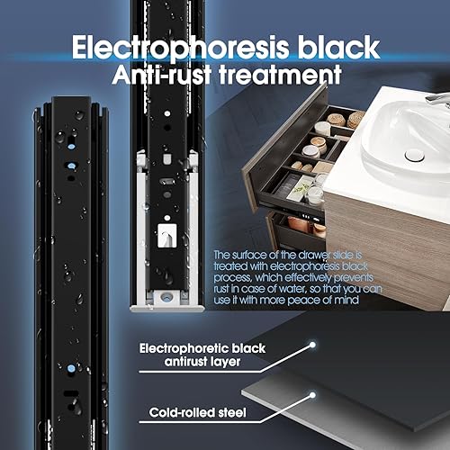 Miniatura 5 de SHUHANG 1 par de correderas de cajón de 12 14 16 18 20 22 24 pulgadas, capacidad de carga de 101 libras, montaje lateral, prensa para liberar