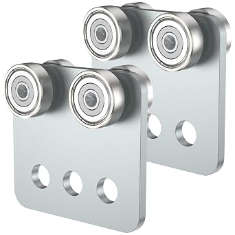 2Pcs 4 Wheel Trolley Rollers Stainless Steel Trolley Assembly Rollers Kit Silent 4 Bearings Sliding Door Trolley Roller Heavy Duty Door Rail Trolley Wheel
