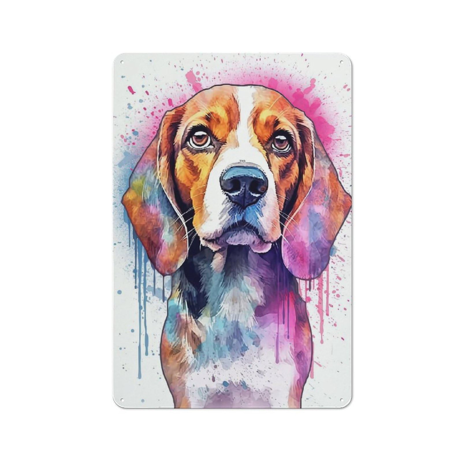 Junmoney Style-5 Tin Wall Plaque 30X20cm With Cute Beagle Dog Portrait For Garage Or Workshop, For Living Room, Hallway And Entrance Wall Decor