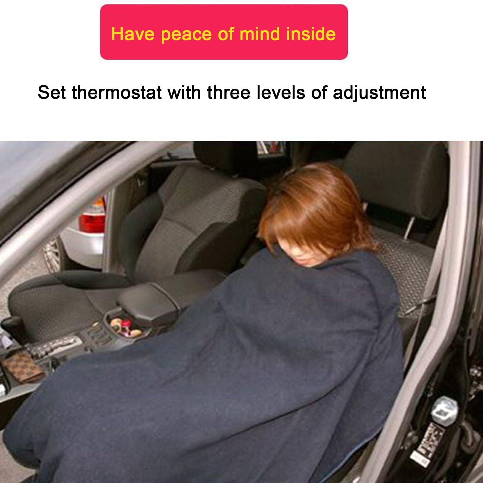 Coperta Elettrica Per Auto 3 Livelli di Spegnimento Automatico per Coperte | 12V Coperta Elettrica Riscaldante per Veicoli Per Campeggio Viaggi Stradali Famiglia Donne Adulti Anziani