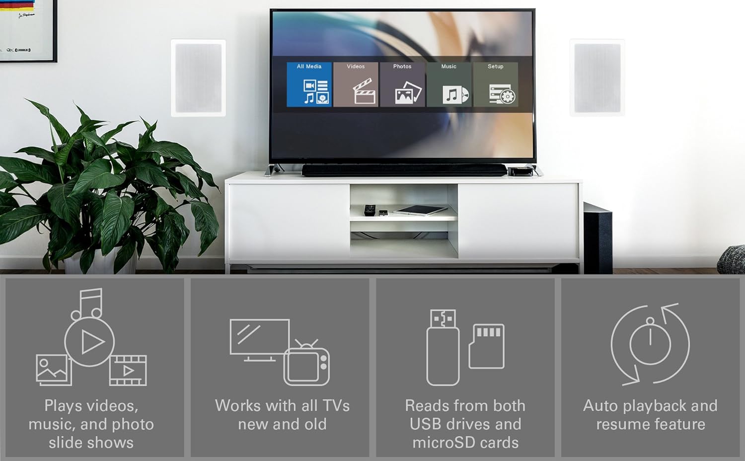 Atzekoa view of Micca MPLAY-HD Mini showing HDMI and AV ports