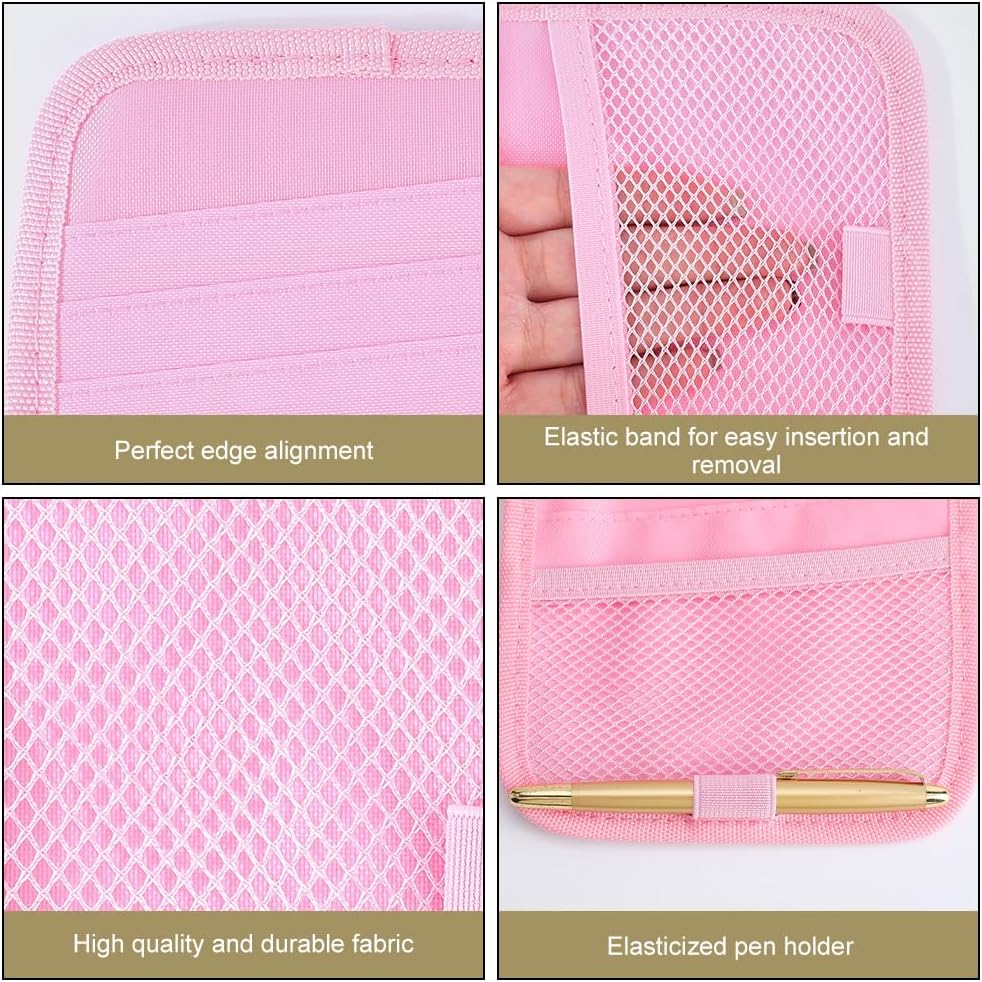 CREATCABIN Pink Car CD Case Holder DVD Vehicle Visor Storage Organizer with 12 DVD Storage Sleeves 1 Mesh Pocket 1 Pen Holder and Elastic Strap Multi-Function Sun Visor Organizer for Cars 12.6x6Inch