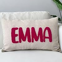 Personalized Embroidered Name Lumbar Pillow Cover - Custom Monogram Linen 12x20 Throw Pillow for Sofa, Bed, Farmhouse Decor & Gifts