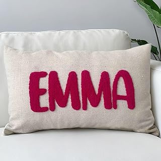 Custom Embroidered Name Lumbar Pillow, Personalized Monogrammed Names Li...