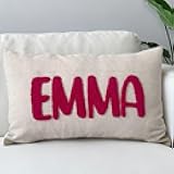 Custom Embroidered Name Lumbar Pillow, Personalized Monogrammed Names Linen Pillows for Sofa Bed, Customized 12''x20'' Farmhouse Linen Throw Pillow Cover Gifts for Women