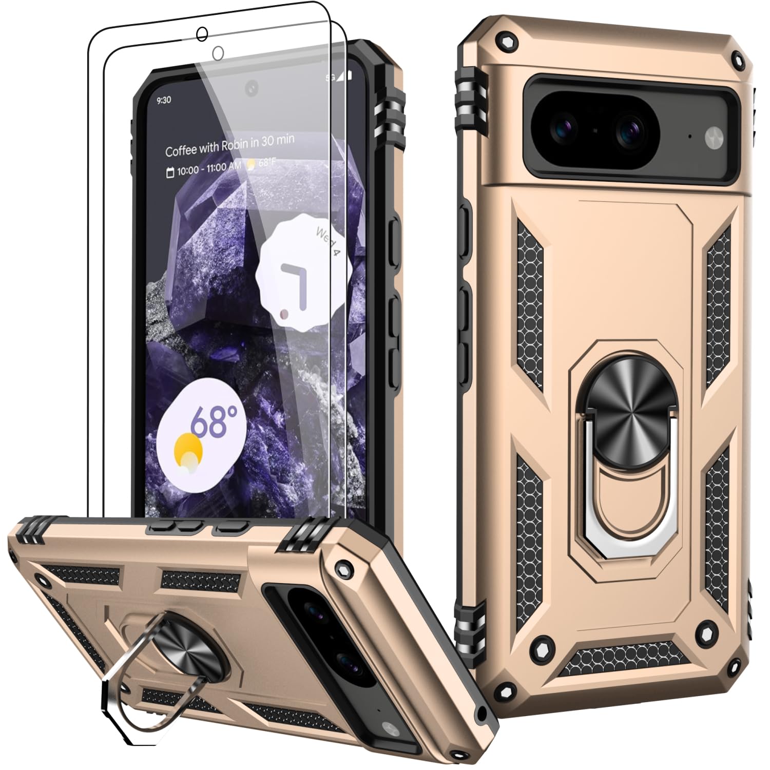 Coque Google Pixel 8 LUMARKE avec béquille et anneau magnétique de protection - 8