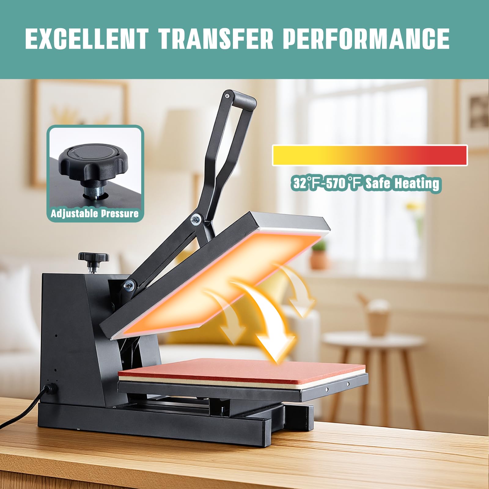 OLIXIS Heat Press, 15x15 Heat Press Machine for T Shirts with LCD Display & Memory Mode, 1200W Heat Transfer Machine for Bags, Pillows, Aprons