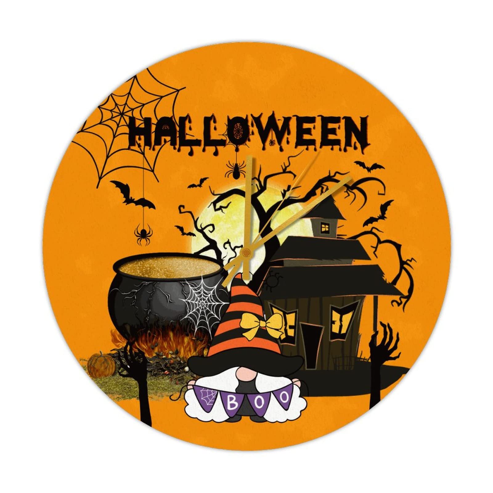 Horloge murale Automne en bois chateau dans le noir sorcellerie retro