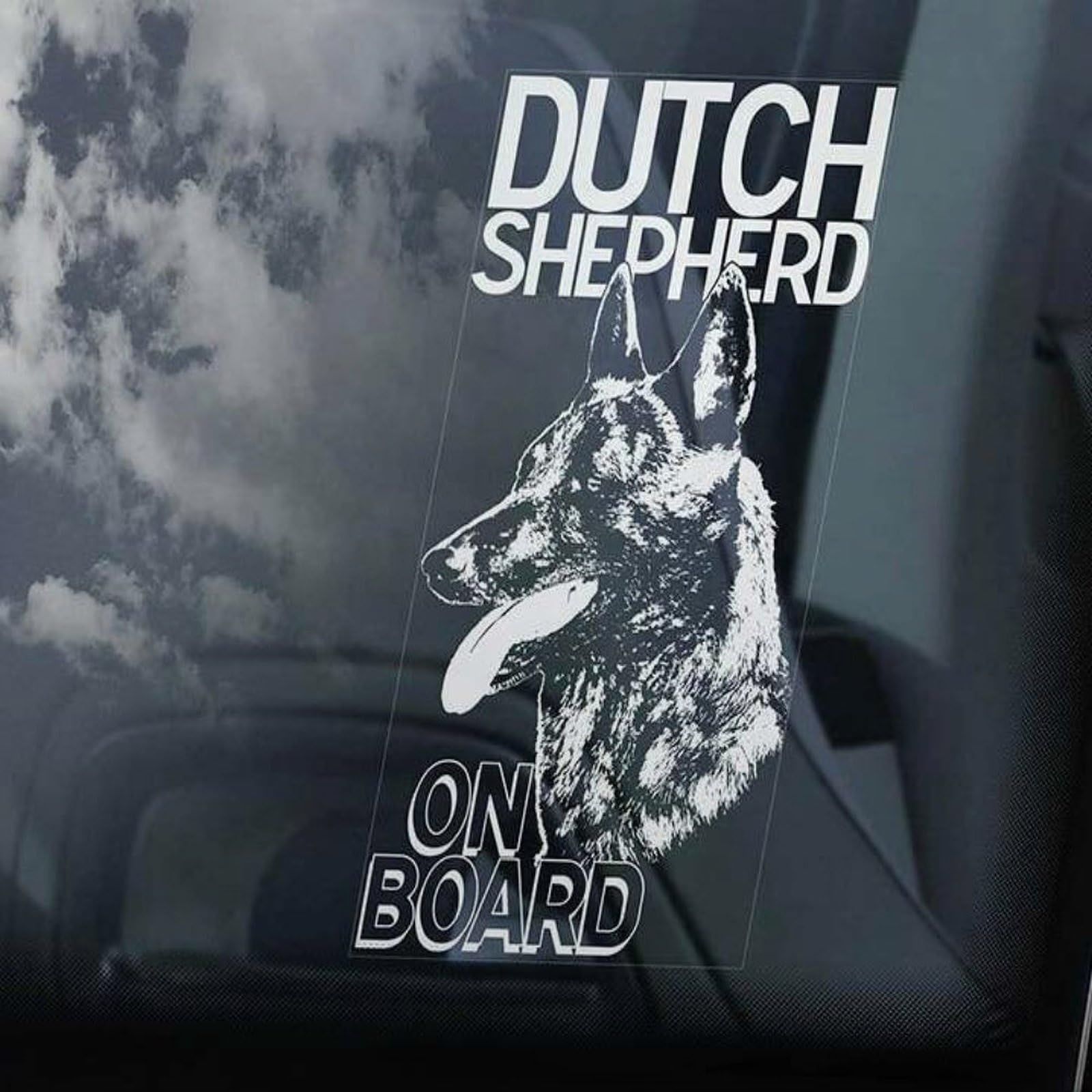 LMMIXEE Dutch Shepherd on Board Car Window Sticker Hollandse Herder Dog Sign Dog Owner Gift Decal Dog Mom Dad Vinyl Die Cut Decals Funny Dog Bumper Stickers Dutch Shepherd Dog Owner Gift