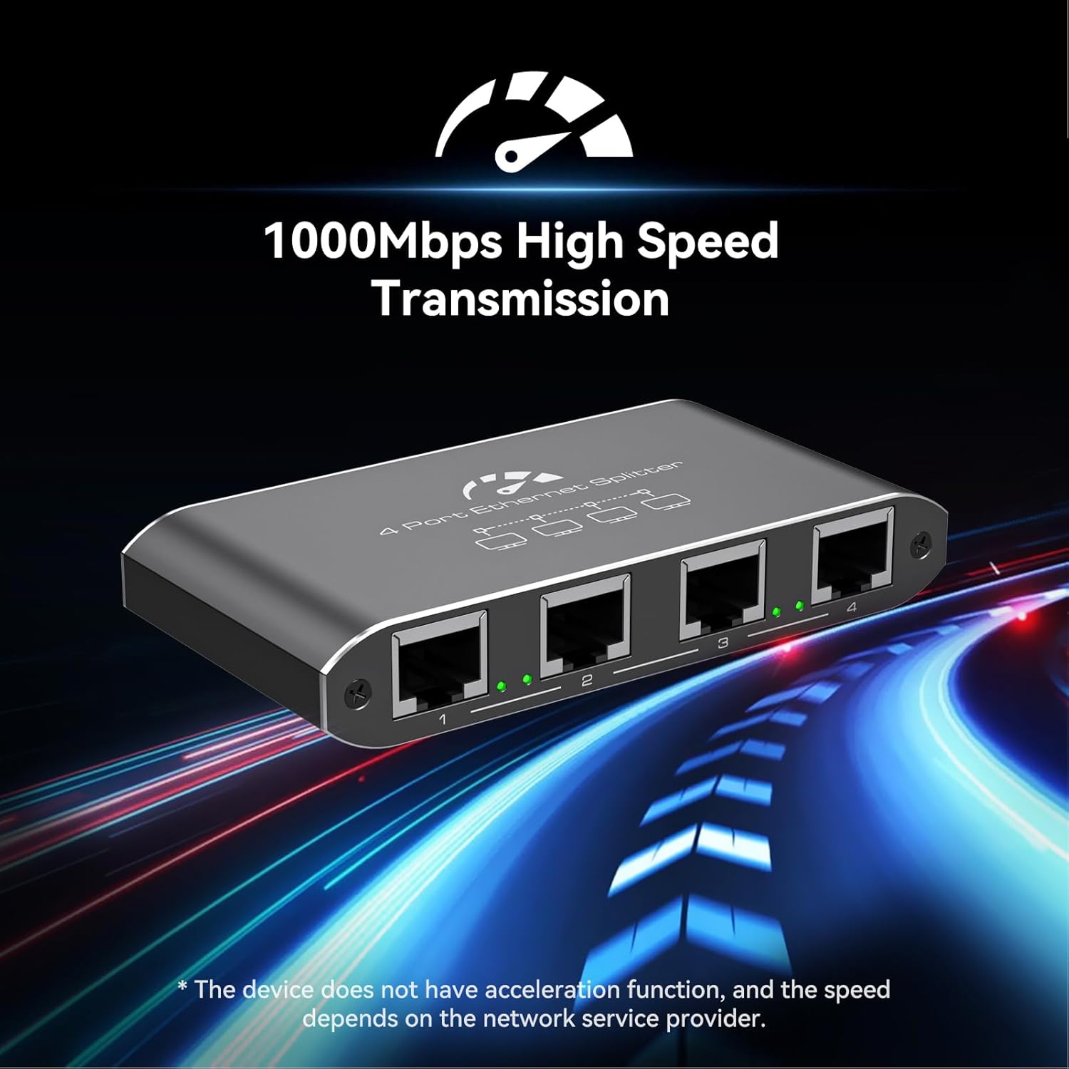Ethernet Splitter 1 to 4 [ with 5ft Ethernet Cable ] 1000Mbps High Speed Internet Splitter 1 in 4 Out Gigabit Network Splitter LAN RJ45 Adapter with USB Power Cable for Cat 6/7/8 Cable
