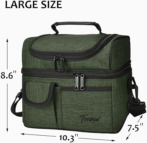 Miniatura 6 de Tirrinia Bolsa de almuerzo aislada, a prueba de fugas, térmica Bento para mujeres y hombres, doble compartimento con correa para el hombro, 10.3 x