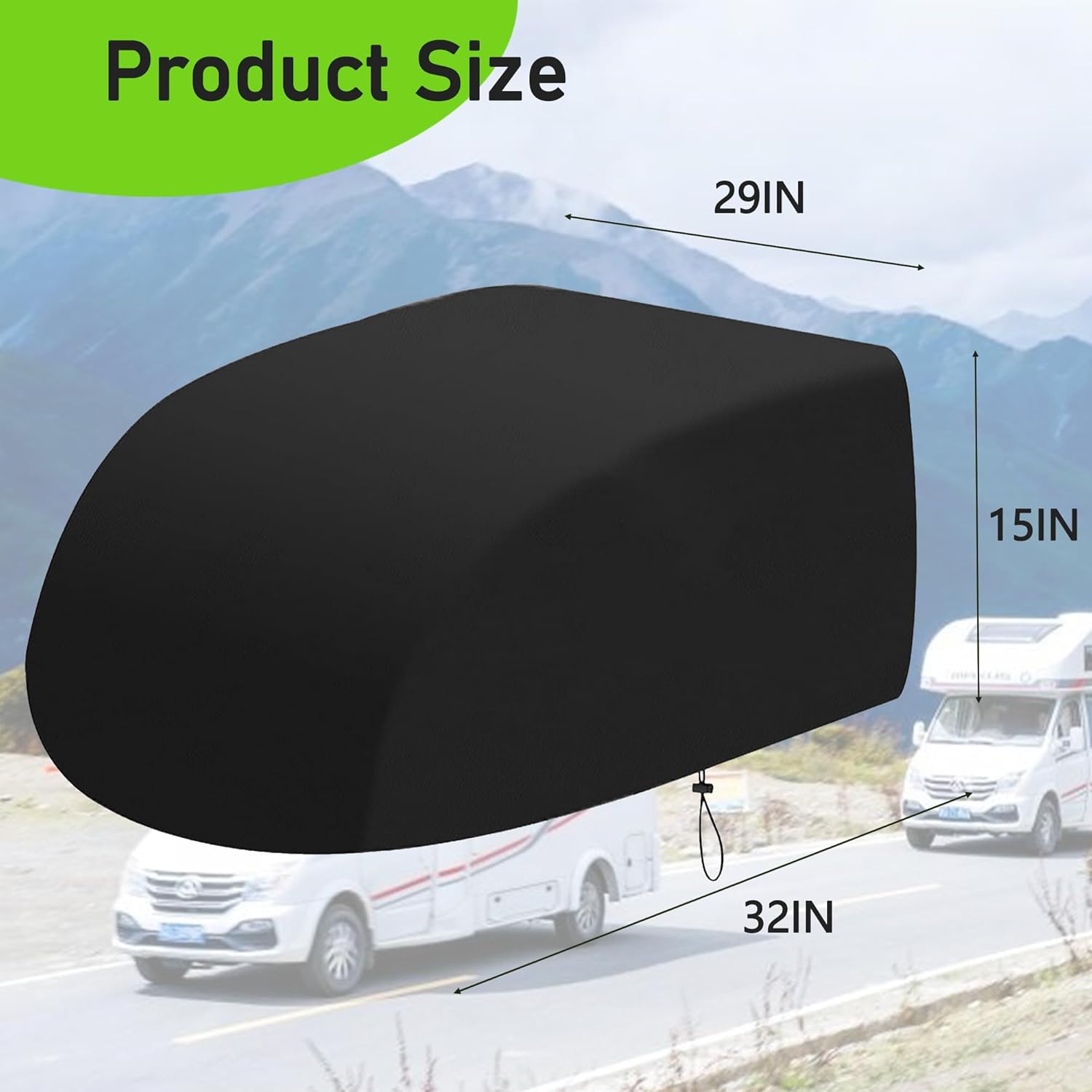 RV Air Conditioner Cover, 600D Waterproof Outside Camper Travel Trailer AC Covers for Roof for Dometic Brisk II, A/C Dust Proof Protective Cover Accessories with Drawstring (32"L x 29"W x 15"H) - Image 2