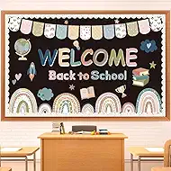 Welcome Bulletin Board Decorations Back to School Boho Classroom Decoration Boho Rainbow Welcome Back Bulletin Board Set Cutouts for School Office Chalkboard Wall Door Decor Supplies