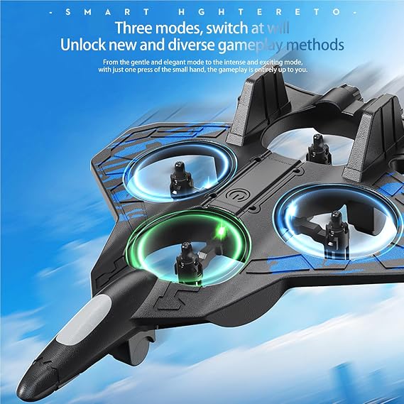 2.4G RC Plane Remote Control Airplane Radio Control Aircraft RC Fighter Jet Barometric Altitude Hold 3 Speed Modes 360 Roll with One Touch Takeoff Landing for Beginners Outdoor (Blue)
