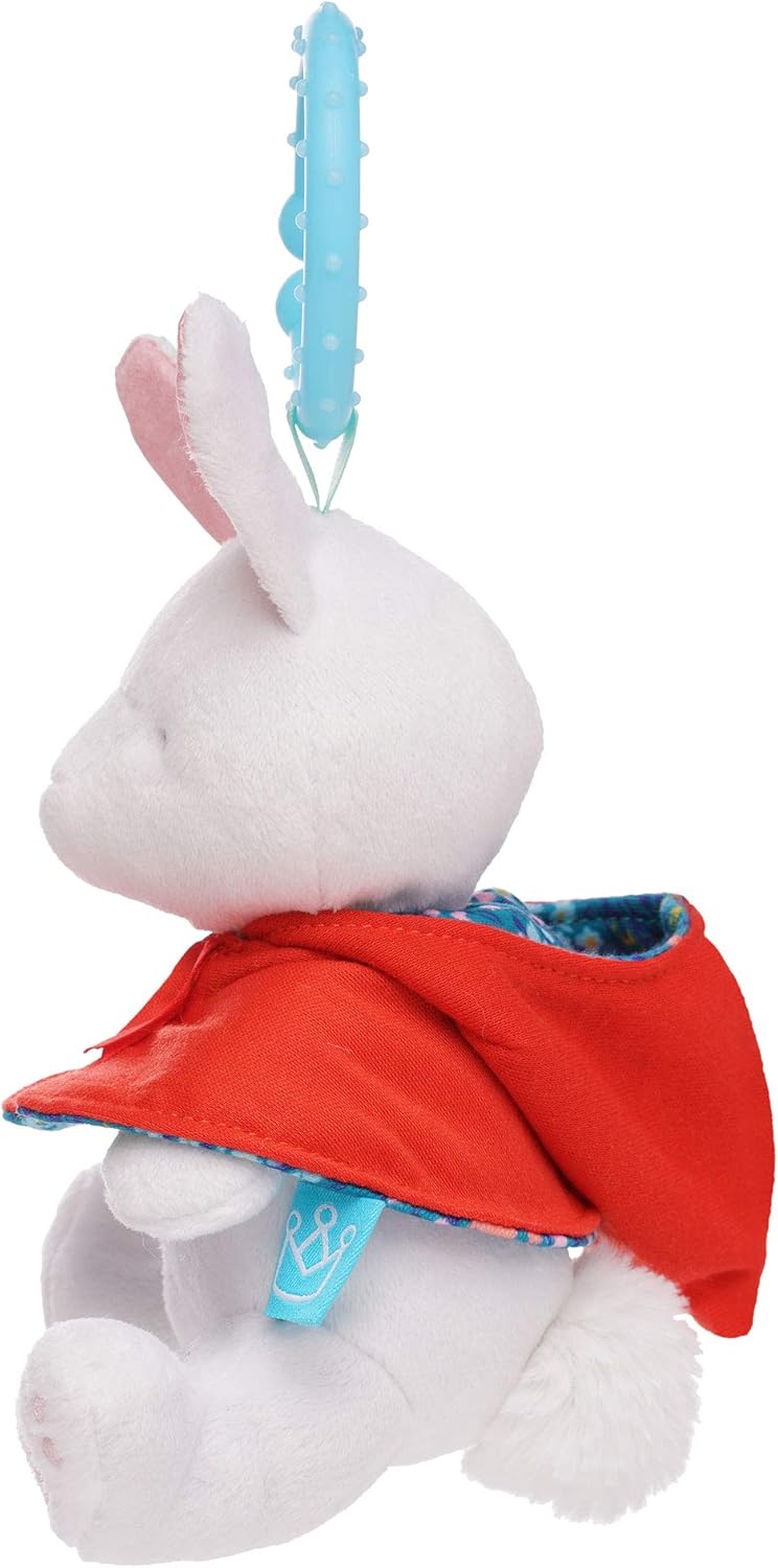 Manhattan Toy Fairytale Rabbit Plush Baby Travel Toy with Chime, Crinkle Ears and Teether Clip-on Attachment