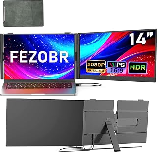 Laptop Screen Extender, 14.2" Ultra-Slim Dual Portable Monitor, 1080P FHD IPS Display, USB-C/HDMI Plug & Play, Monitor Extender for 13-17.3" Laptops, Mac/Windows/Chrome