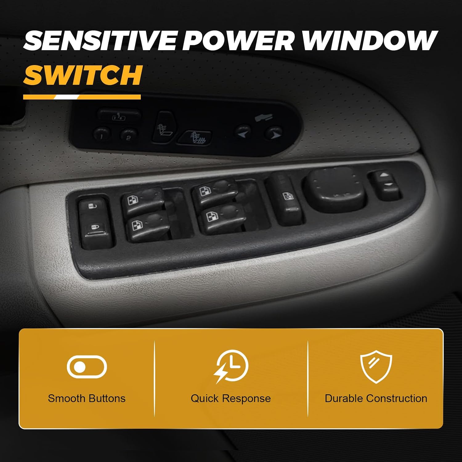 15883323 Front Driver Side Master Power Window Switch & Bezel Assembly Fit for 2003-2007 Chevy Avalanche Silverado Suburban Tahoe Cadillac Escalade GMC Yukon Sierra Yukon XL, Replace# 901-075 DWS-220