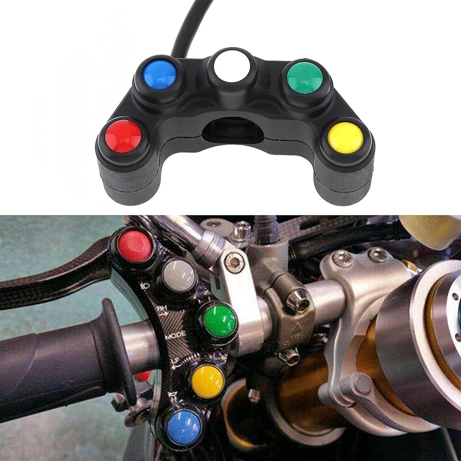 Aramox Motorcycle Handlebar Control Switch, 5 Buttons ATV Motorcycle Control Switch Assembly for 22mm (7/8in) Handlebar with Handle
